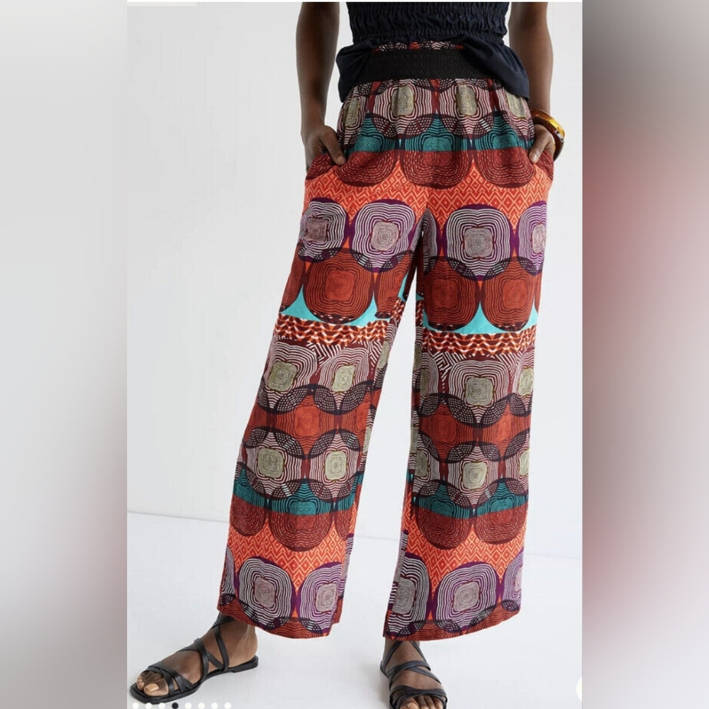 Anthropologie-Women's Multicolored Wide Leg Pants, Elastic Waist Pants,Size XXS.